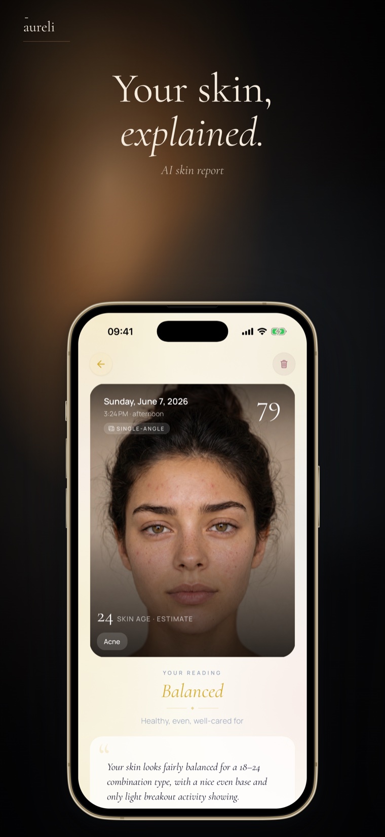 Your skin, explained — Aureli skin score and reading