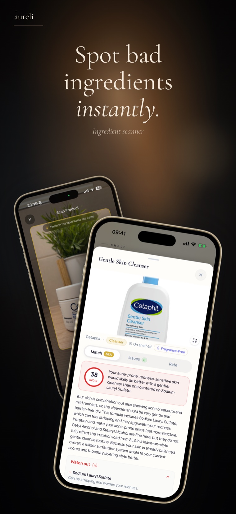 Spot bad ingredients instantly — Aureli product scanner