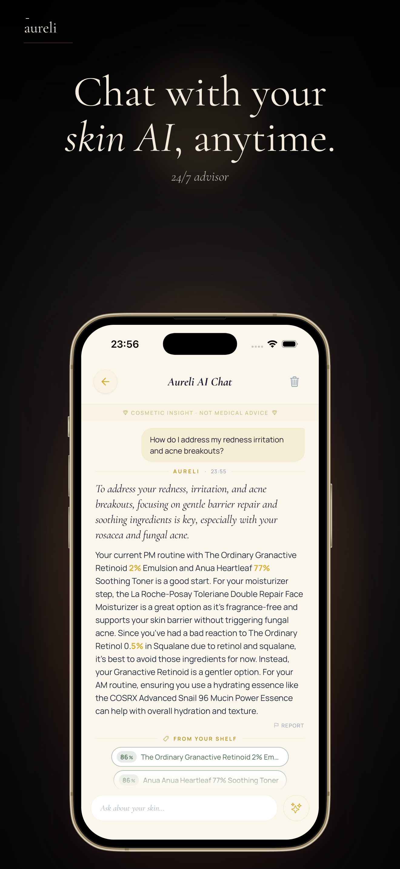 Aureli AI skin chat advisor
